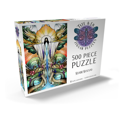 Darstellung des Puzzle Motivs Die Brunnen der Erlösung Buntglass - Mandie Manzano The Wells of Salvation Stained Glass 500 Puzzle Schachtel Ansicht2