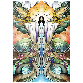 Darstellung des Puzzle Motivs Die Brunnen der Erlösung Buntglass - Mandie Manzano - Puzzleteile: 500