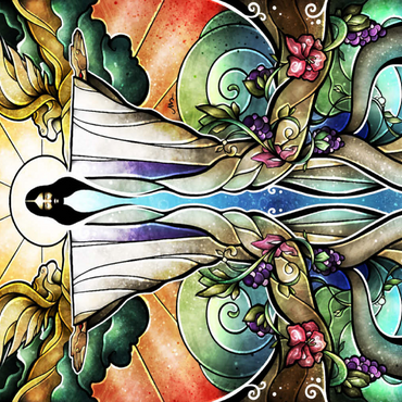 Darstellung des Puzzle Motivs The Wells of Salvation Stained Glass 500 Puzzle 3D Modell