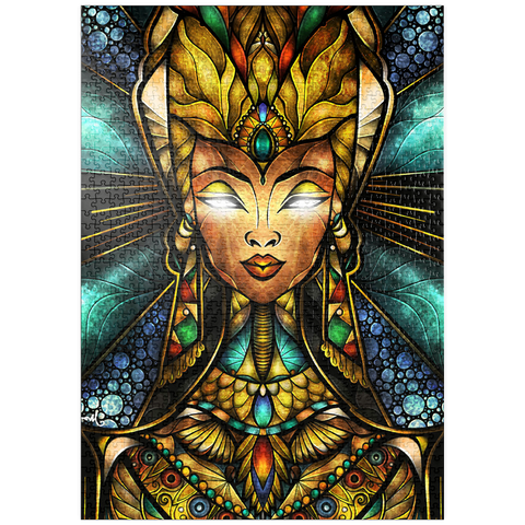 Darstellung des Puzzle Motivs Nefertiri Stained Glass - Mandie Manzano puzzleplate Nefertiri Stained Glass 1000 Puzzle