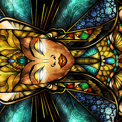 Darstellung des Puzzle Motivs Nefertiri Stained Glass - Mandie Manzano Nefertiri Stained Glass 1000 Puzzle 3D Modell