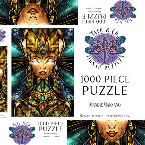 Darstellung des Puzzle Motivs Nefertiri Stained Glass - Mandie Manzano Nefertiri Stained Glass 1000 Puzzle Schachtel 3D Modell