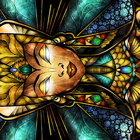 Darstellung des Puzzle Motivs Nefertiri Stained Glass - Mandie Manzano Nefertiri Stained Glass 500 Puzzle 3D Modell