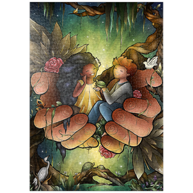 Darstellung des Puzzle-Motivs Liebt einander – Buntglasfenster - Mandie Manzano – Puzzleteile: 1000