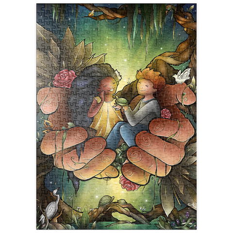 Darstellung des Puzzle Motivs Liebt einander – Buntglasfenster - Mandie Manzano puzzleplate Love One Another Stained Glass 500 Puzzle