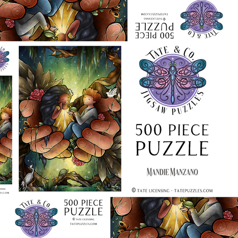 Darstellung des Puzzle Motivs Liebt einander – Buntglasfenster - Mandie Manzano Love One Another Stained Glass 500 Puzzle Schachtel 3D Modell