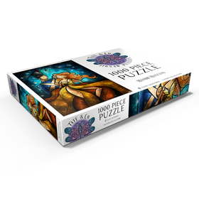 Alternative Darstellung des Puzzle-Motivs Der Zinnsoldat und seine Ballerina aus Buntglas - Mandie Manzano – Puzzleteile: 1000