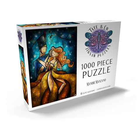 Darstellung des Puzzle Motivs Der Zinnsoldat und seine Ballerina aus Buntglas - Mandie Manzano The Tin Soldier & His Ballerina Stained Glass 1000 Puzzle Schachtel Ansicht2