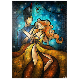 Darstellung des Puzzle-Motivs Der Zinnsoldat und seine Ballerina aus Buntglas - Mandie Manzano – Puzzleteile: 1000