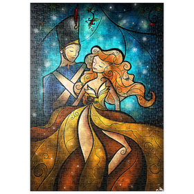 Darstellung des Puzzle-Motivs Der Zinnsoldat und seine Ballerina aus Buntglas - Mandie Manzano – Puzzleteile: 500