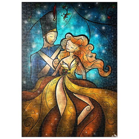 Darstellung des Puzzle Motivs Der Zinnsoldat und seine Ballerina aus Buntglas - Mandie Manzano puzzleplate The Tin Soldier & His Ballerina Stained Glass 500 Puzzle