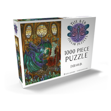 Darstellung des Puzzle Motivs Old Friends at Play Wizard & Dragon Chess 1000 Puzzle Schachtel Ansicht2