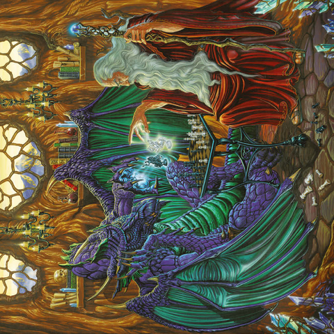 Darstellung des Puzzle Motivs Old Friends at Play Wizard & Dragon Chess Old Friends at Play Wizard & Dragon Chess 500 Puzzle 3D Modell