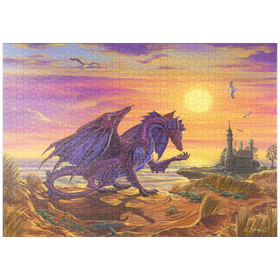 Darstellung des Puzzle-Motivs Treasure By The Shore Dragon  - Ed Beard Jr – Puzzleteile: 1000