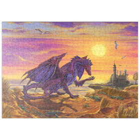 Darstellung des Puzzle Motivs Treasure By The Shore Dragon  - Ed Beard Jr - Puzzleteile: 500