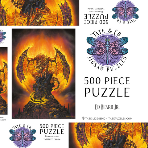 Darstellung des Puzzle Motivs Harbinger of Fire Dragon - Ed Beard Jr Harbinger of Fire Dragon - Ed Beard Jr 500 Puzzle Schachtel 3D Modell