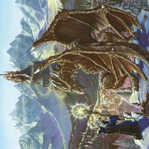 Darstellung des Puzzle Motivs The Encounter Wizard & Dragon - Ed Beard Jr The Encounter Wizard & Dragon - Ed Beard Jr 1000 Puzzle 3D Modell