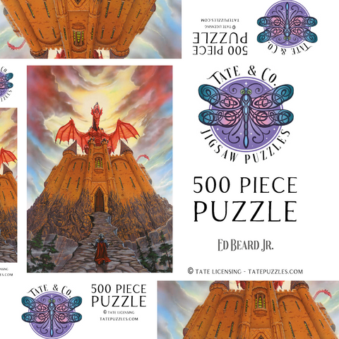 Darstellung des Puzzle Motivs Dragon Lord's Magic Castle - Ed Beard Jr Dragon Lord's Magic Castle - Ed Beard Jr 500 Puzzle Schachtel 3D Modell