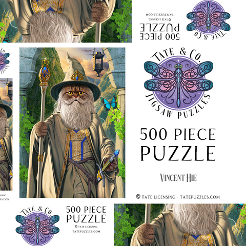 Darstellung des Puzzle Motivs Catdalf the White Movie Cats - Vincent Hie Catdalf the White Movie Cats - Vincent Hie 500 Puzzle Schachtel 3D Modell