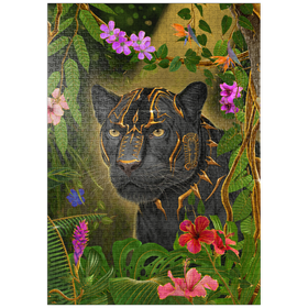 Darstellung des Puzzle-Motivs Goldener Panther – mystisches Wildtier - Vincent Hie – Puzzleteile: 1000