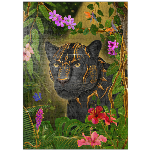 Darstellung des Puzzle Motivs Goldener Panther – mystisches Wildtier - Vincent Hie puzzleplate Golden Panther mystical Wildlife - Vincent Hie 1000 Puzzle