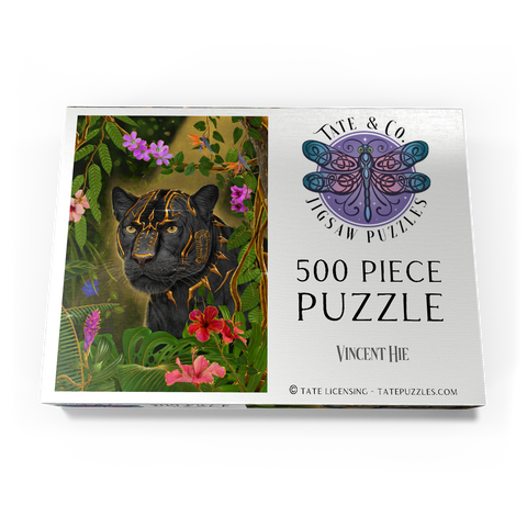 Darstellung des Puzzle Motivs Goldener Panther – mystisches Wildtier - Vincent Hie Golden Panther mystical Wildlife - Vincent Hie 500 Puzzle Schachtel Ansicht3