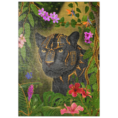 Darstellung des Puzzle Motivs Goldener Panther – mystisches Wildtier - Vincent Hie puzzleplate Golden Panther mystical Wildlife - Vincent Hie 500 Puzzle