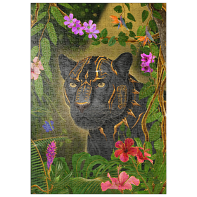 Darstellung des Puzzle Motivs Goldener Panther – mystisches Wildtier - Vincent Hie - Puzzleteile: 500