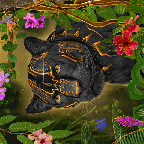 Darstellung des Puzzle Motivs Goldener Panther – mystisches Wildtier - Vincent Hie Golden Panther mystical Wildlife - Vincent Hie 500 Puzzle 3D Modell