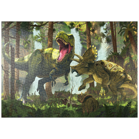 Darstellung des Puzzle Motivs Protection Dinosaurs - Vincent Hie puzzleplate Protection Dinosaurs - Vincent Hie 1000 Puzzle