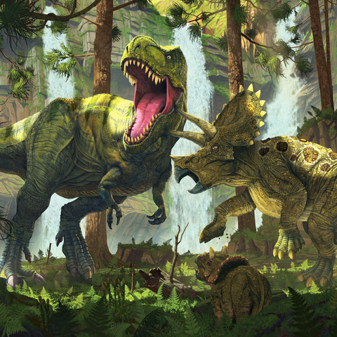 Darstellung des Puzzle Motivs Protection Dinosaurs - Vincent Hie Protection Dinosaurs - Vincent Hie 1000 Puzzle 3D Modell