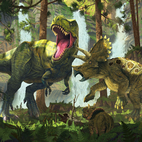 Darstellung des Puzzle Motivs Protection Dinosaurs - Vincent Hie Protection Dinosaurs - Vincent Hie 500 Puzzle 3D Modell