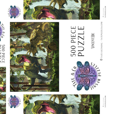 Darstellung des Puzzle Motivs Protection Dinosaurs - Vincent Hie 500 Puzzle Schachtel 3D Modell