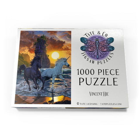 Darstellung des Puzzle Motivs Einhörner im Sonnenuntergang - Vincent Hie Unicorns in Sunset - Vincent Hie 1000 Puzzle Schachtel Ansicht3