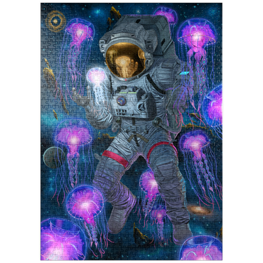 Darstellung des Puzzle Motivs puzzleplate Cosmic Encounter Space Jellyfish Astronaut - Vincent Hie 1000 Puzzle