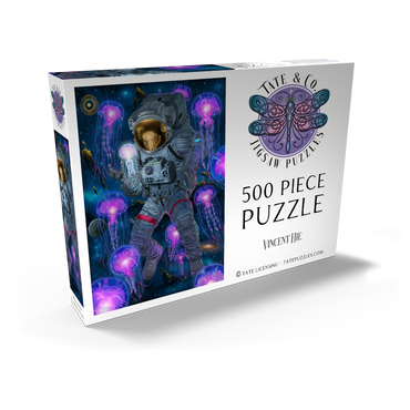 Darstellung des Puzzle Motivs Cosmic Encounter Space Jellyfish Astronaut - Vincent Hie 500 Puzzle Schachtel Ansicht2