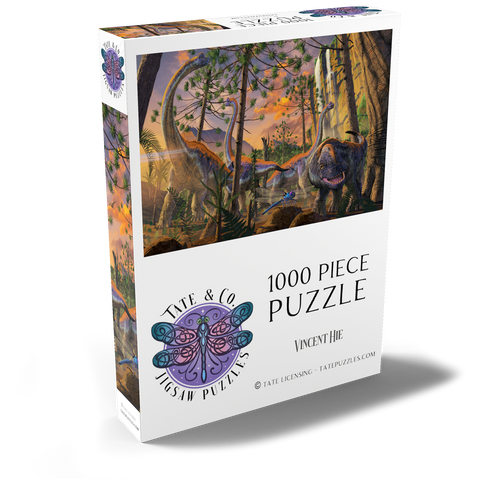 Darstellung des Puzzle Motivs Brachiosaurus-Familie Dinosaurier - Vincent Hie Brachiosaurus Family Dinosaurs - Vincent Hie 1000 Puzzle Schachtel Ansicht2