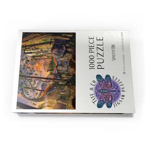 Darstellung des Puzzle Motivs Brachiosaurus-Familie Dinosaurier - Vincent Hie Brachiosaurus Family Dinosaurs - Vincent Hie 1000 Puzzle Schachtel Ansicht3