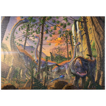 Darstellung des Puzzle Motivs puzzleplate Brachiosaurus Family Dinosaurs - Vincent Hie 1000 Puzzle