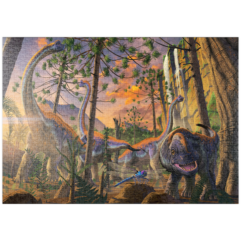 Darstellung des Puzzle Motivs Brachiosaurus-Familie Dinosaurier - Vincent Hie puzzleplate Brachiosaurus Family Dinosaurs - Vincent Hie 1000 Puzzle