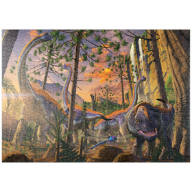Darstellung des Puzzle Motivs Brachiosaurus-Familie Dinosaurier - Vincent Hie - Puzzleteile: 1000