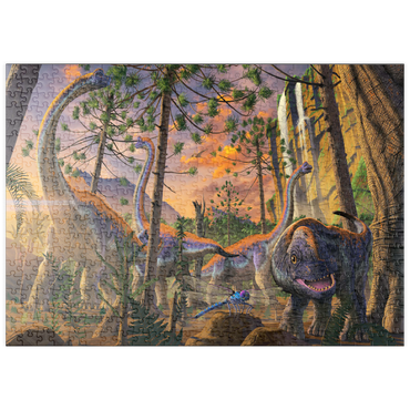 Darstellung des Puzzle Motivs puzzleplate Brachiosaurus Family Dinosaurs - Vincent Hie 500 Puzzle