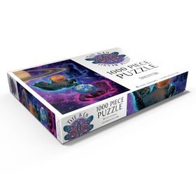 Darstellung des Puzzle Motivs Kosmische Kätzchen im Weltraum - Vincent Hie - Puzzleteile: 1000