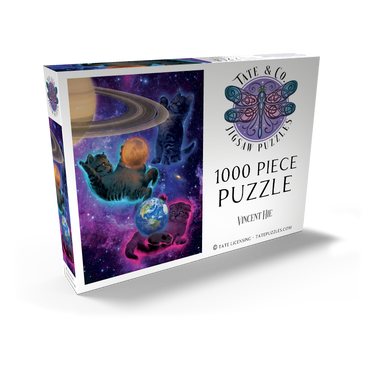 Darstellung des Puzzle Motivs Cosmic Kittens Space - Vincent Hie 1000 Puzzle Schachtel Ansicht2
