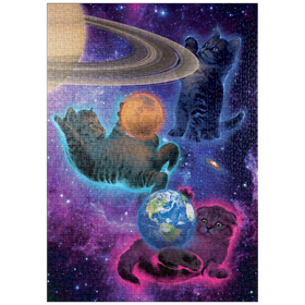 Darstellung des Puzzle Motivs Kosmische Kätzchen im Weltraum - Vincent Hie - Puzzleteile: 1000