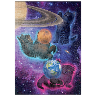 Darstellung des Puzzle Motivs puzzleplate Cosmic Kittens Space - Vincent Hie 500 Puzzle