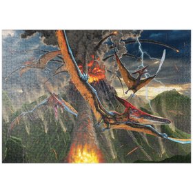 Darstellung des Puzzle Motivs Ausbruch Dinosaurier - Vincent Hie - Puzzleteile: 1000