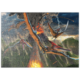 Darstellung des Puzzle-Motivs Ausbruch Dinosaurier - Vincent Hie – Puzzleteile: 500