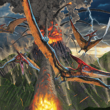 Darstellung des Puzzle Motivs Eruption Dinosaurs - Vincent Hie 500 Puzzle 3D Modell