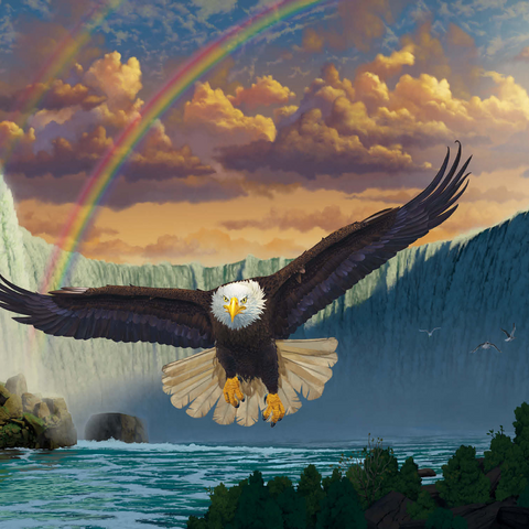 Darstellung des Puzzle Motivs Niagarafälle-Adler - Vincent Hie Niagara Falls Eagle - Vincent Hie 1000 Puzzle 3D Modell